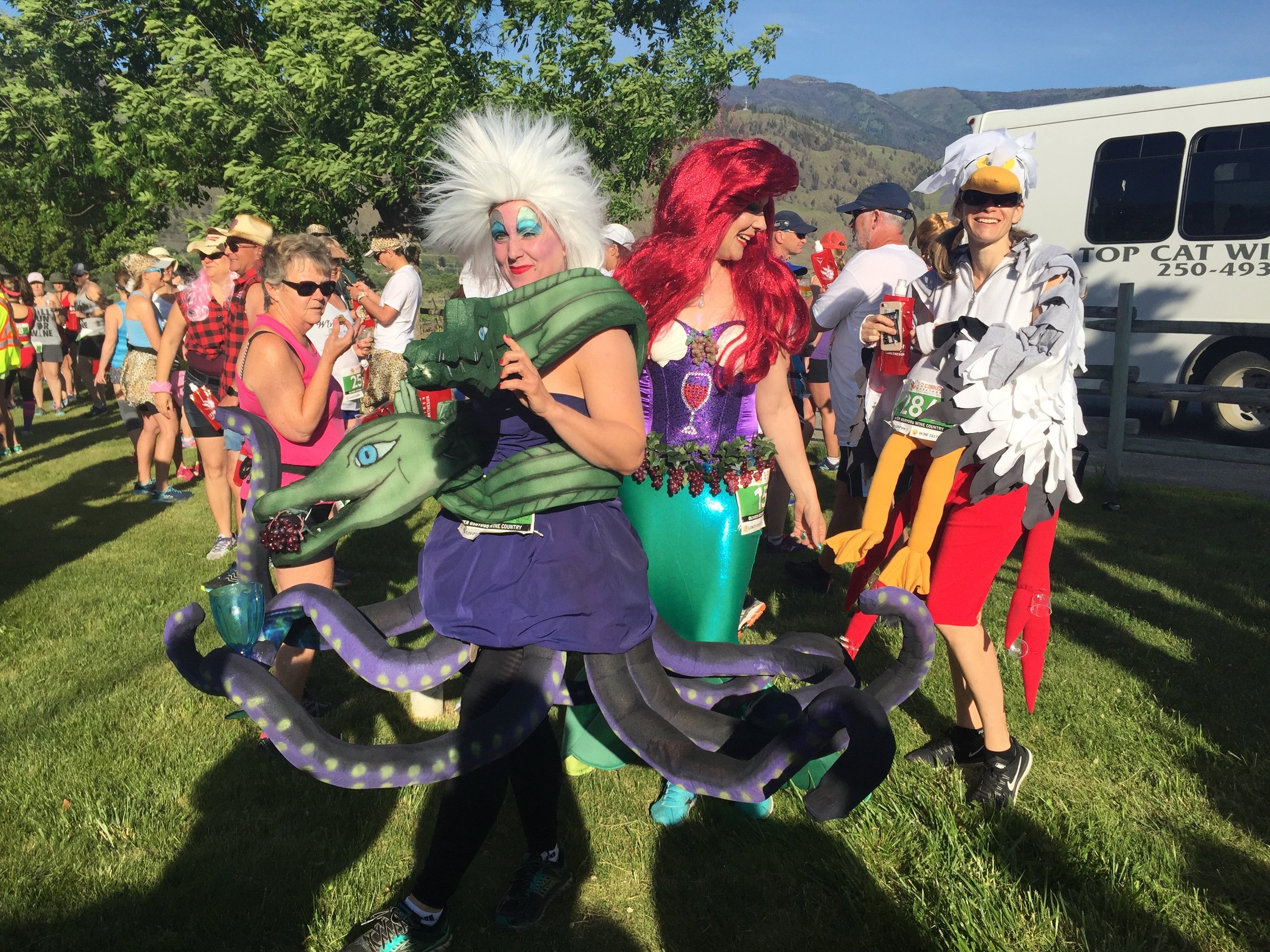 Runners, in full costume, gather at the Start Line to embark on the annual Half Corked Marathon held in British Columbia’s Oliver Osoyoos Wine Country