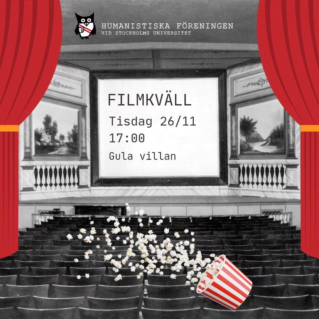 *ENGLISH BELOW*

V&auml;lkommen p&aring; filmkv&auml;ll nu p&aring; tisdag, den 26e november! Njut av gratis popcorn, en film och gott s&auml;llskap. H&aring;ll utkik p&aring; v&aring;ra stories f&ouml;r ledtr&aring;dar kring vilken film det blir! 

