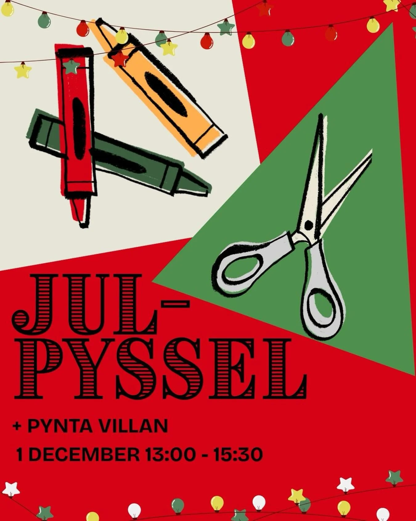 *English below*
Julpyssel + dekorera villan! 

Det &auml;r dags f&ouml;r lite julst&auml;mning p&aring; villan!🎄

Kom och g&ouml;r lite julpyssel, kanske ett julkort till n&aring;gon du bryr dig om, eller varf&ouml;r inte en handgjord juldekoration?