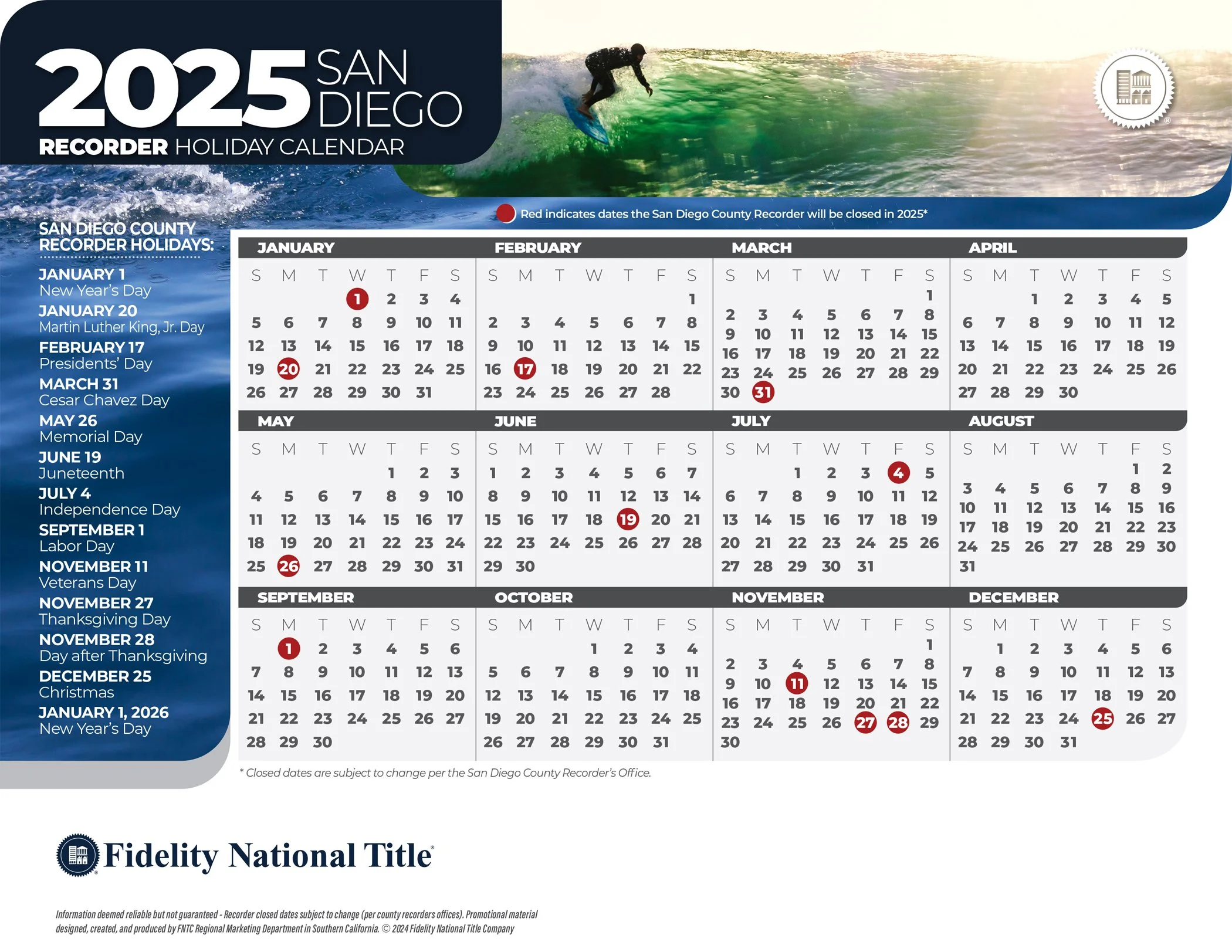 The reverse of the above marketing piece, made specifically for San Diego County.