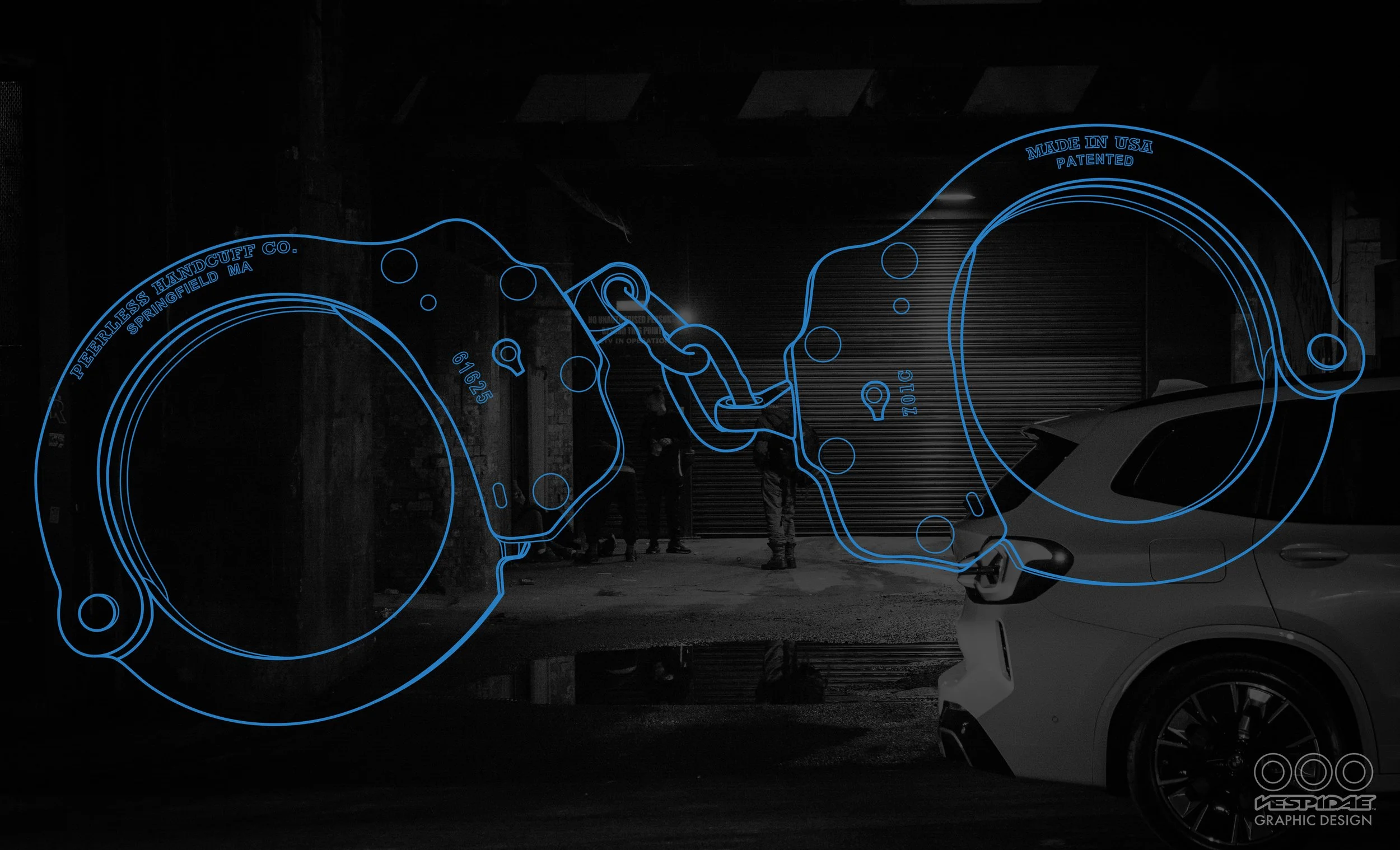  Peerless® handcuffs line drawing, August 2025. 