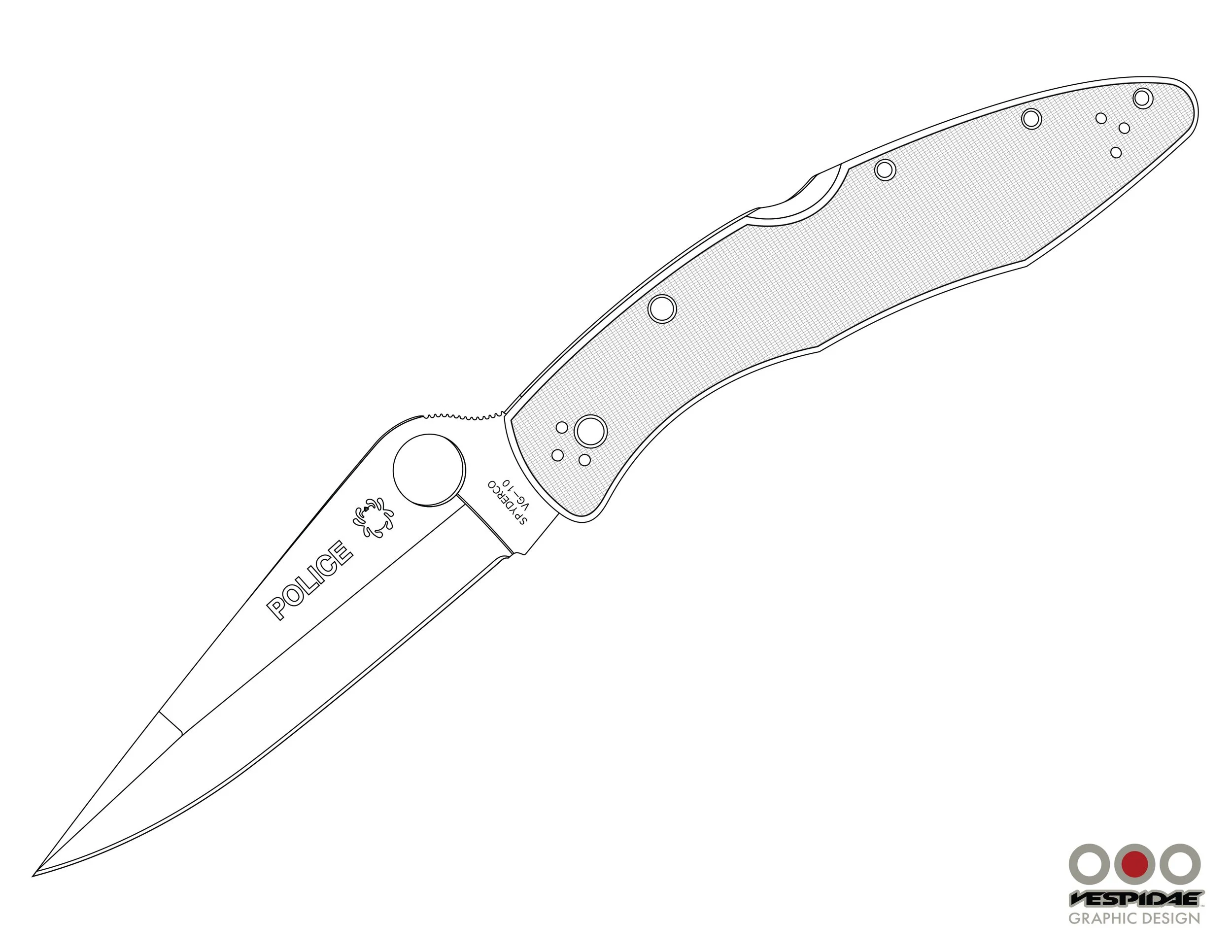  Spyderco® Police 4 line drawing, August 2025. 