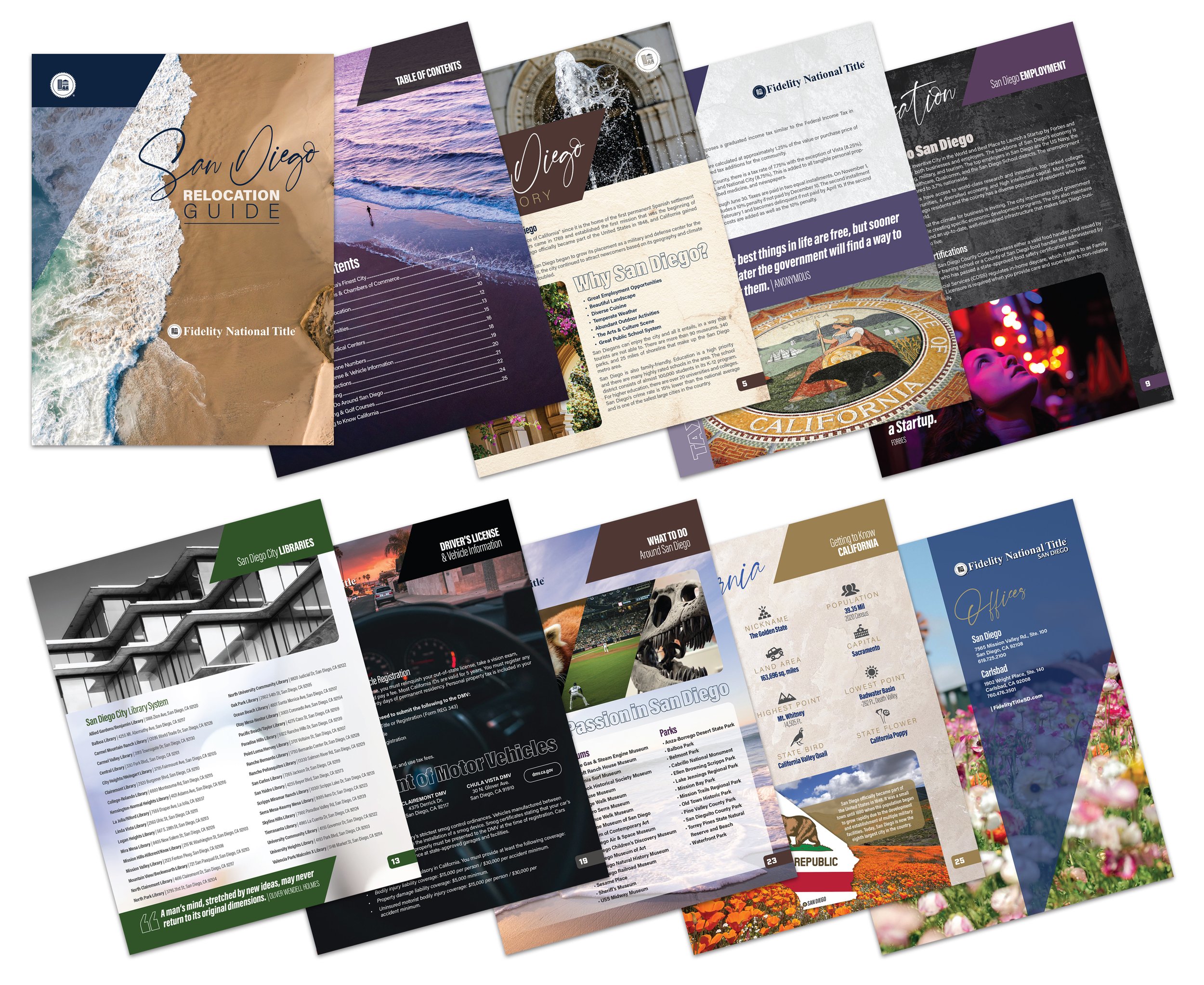  San Diego Relocation Guide. The completed booklet is 28 pages. 