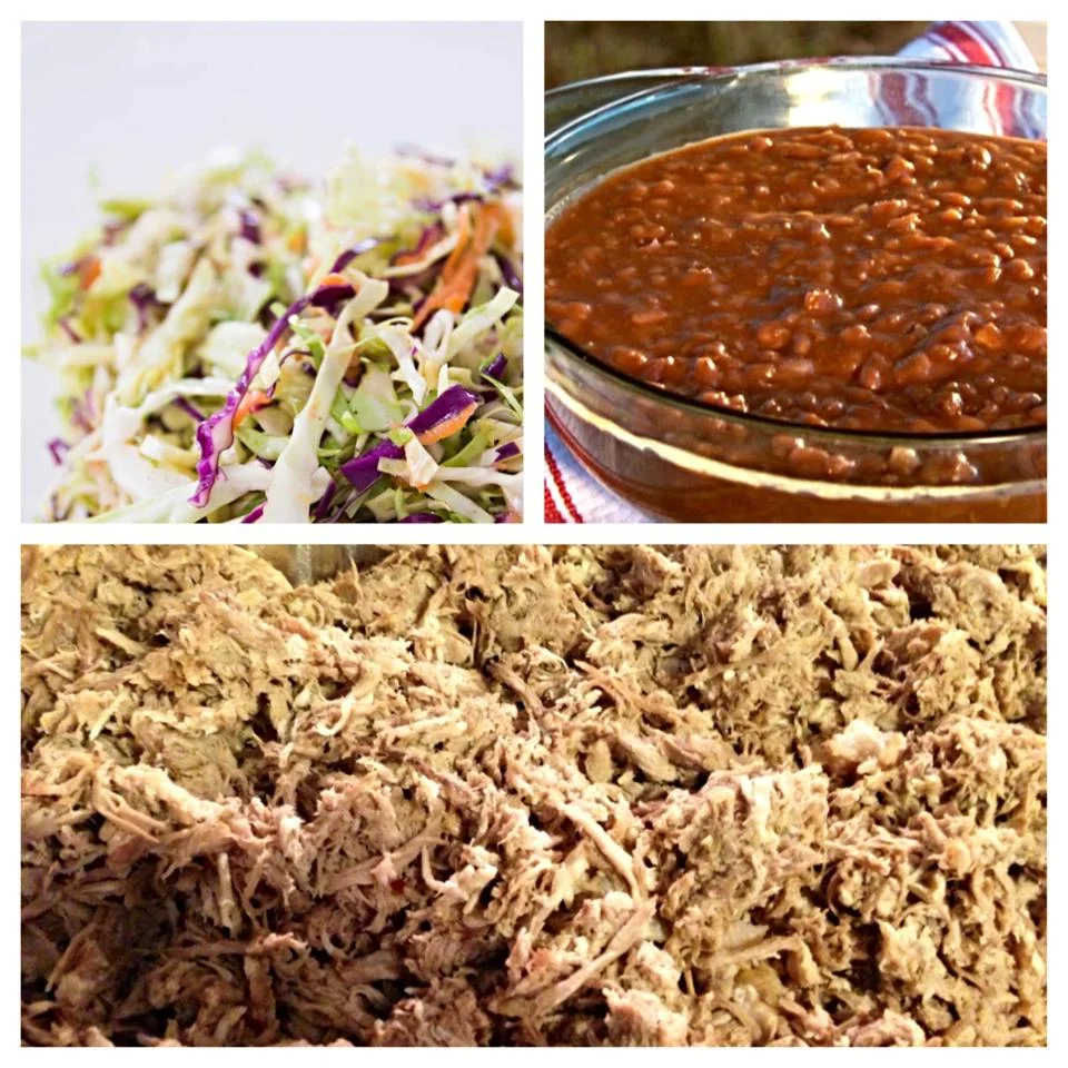 Pulled pork, cole slaw, baked beans
