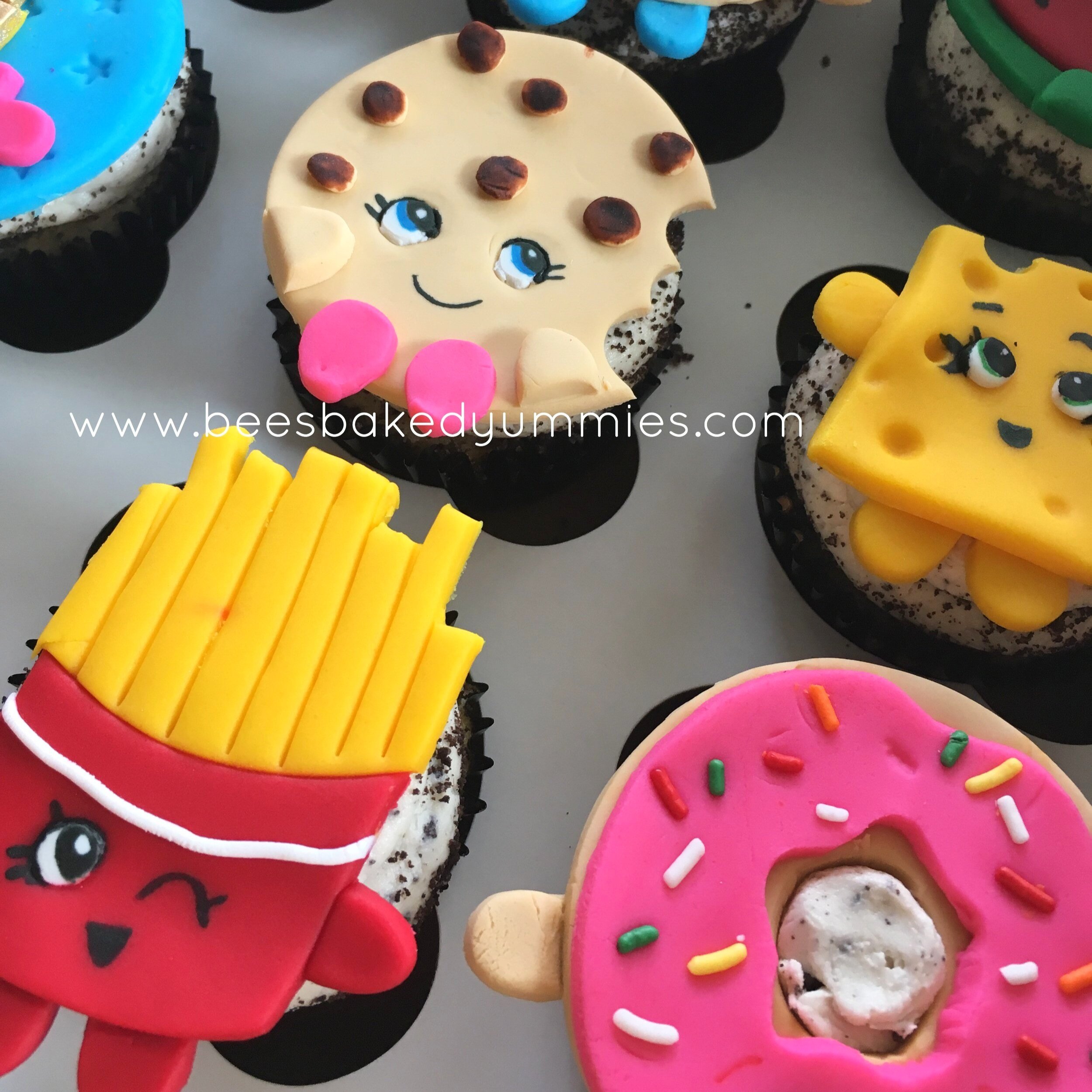 Shopkins decorated Cookies & Cream Cupcakes