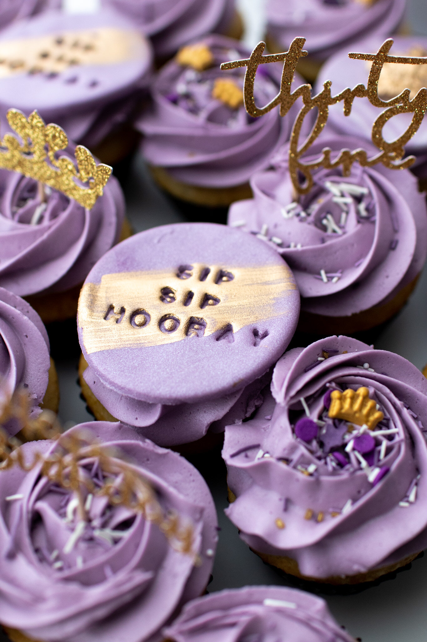 Sip Sip Hooray Birthday Cupcakes