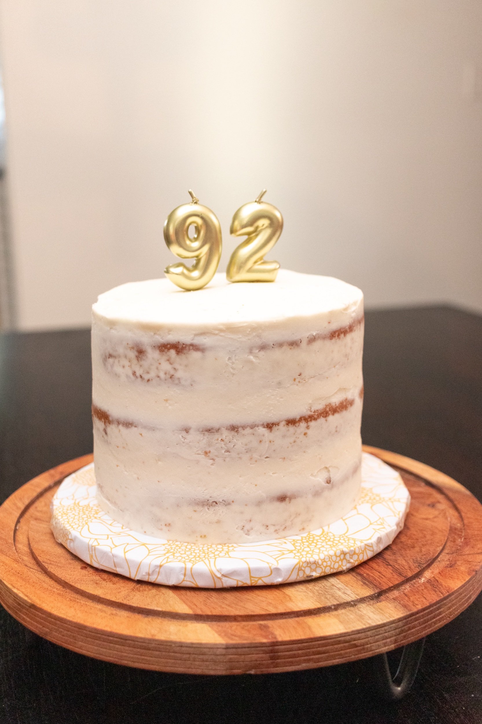 Simple Naked Cake for a 92nd Birthday Celebration