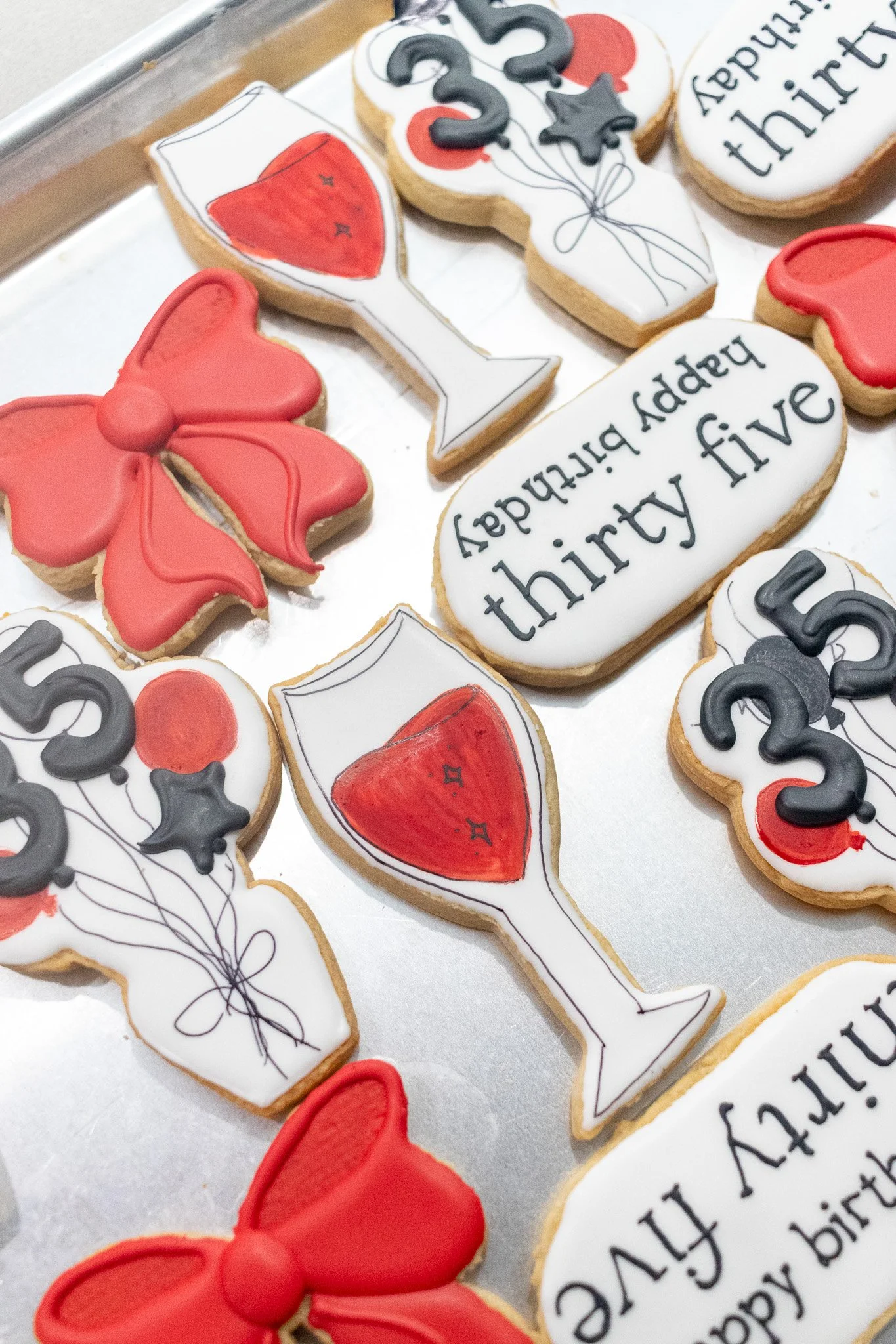 Red, Black & White Birthday Cookies