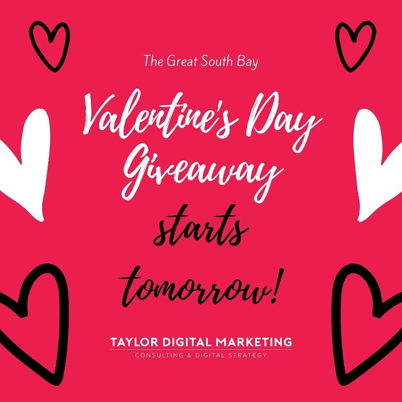 Check back in the morning for all the deets on the Great South Bay Valentine&rsquo;s Day Giveaway! &hearts;️
.
.
.
.
.
#TaylorDigitalMarketing #southbay #giveaway #rivieravillage #redondobeach #southbaystrong #southbayliving #valentines #valentinesda