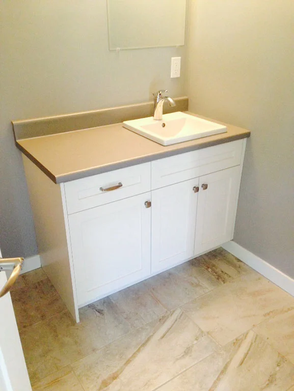 White painted vanity with countertop