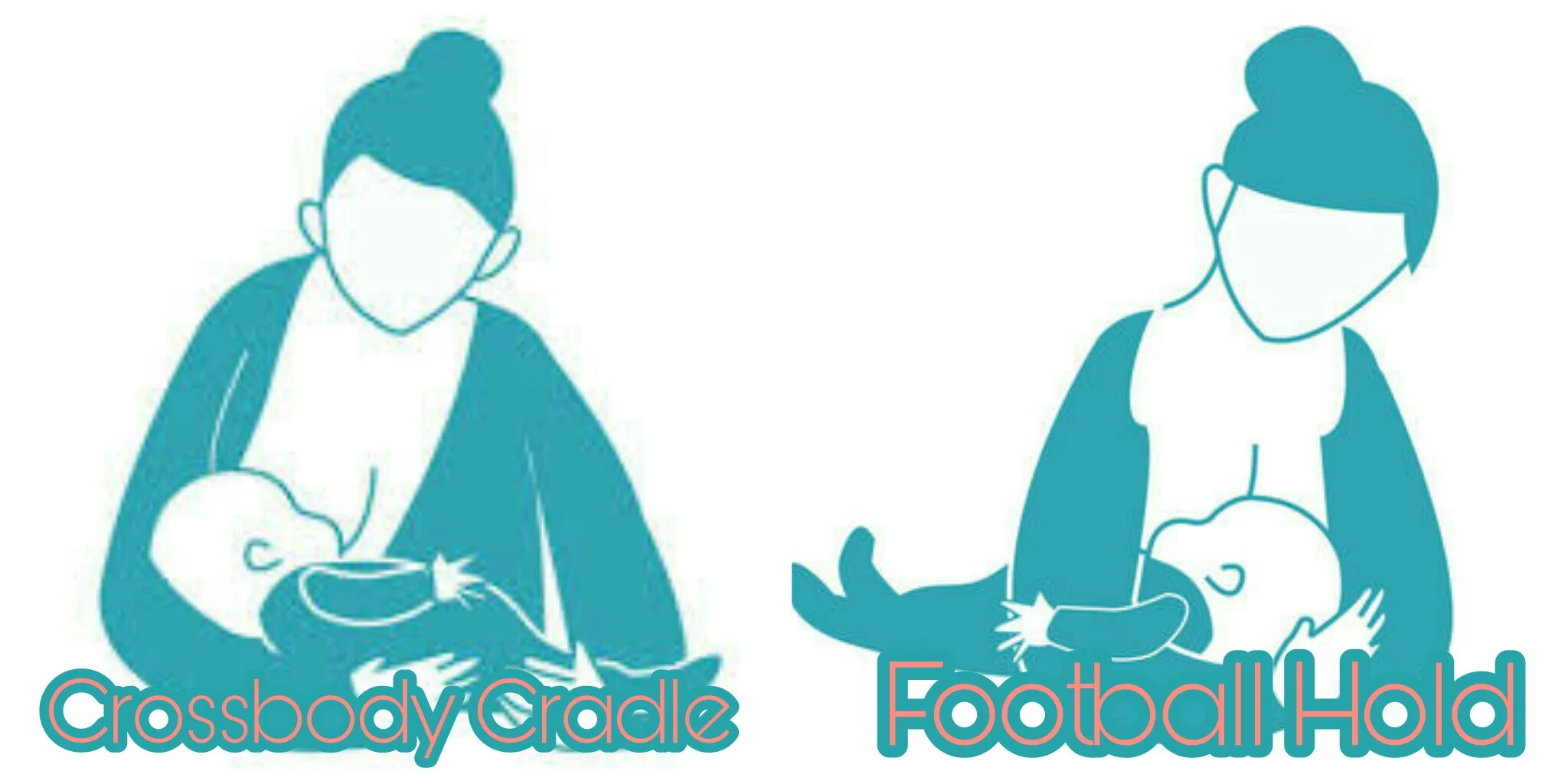 Now for nursing positions. These positions above will be the more common holds taught immediately after baby's arrival. The football hold I recommend to larger breasted individuals, or with nipples that angle outwards. Breastfeeding will bring a whole host of new things to understand, and one of those things is the shape and placement of your nipples and how to best facilitate a feed with them.