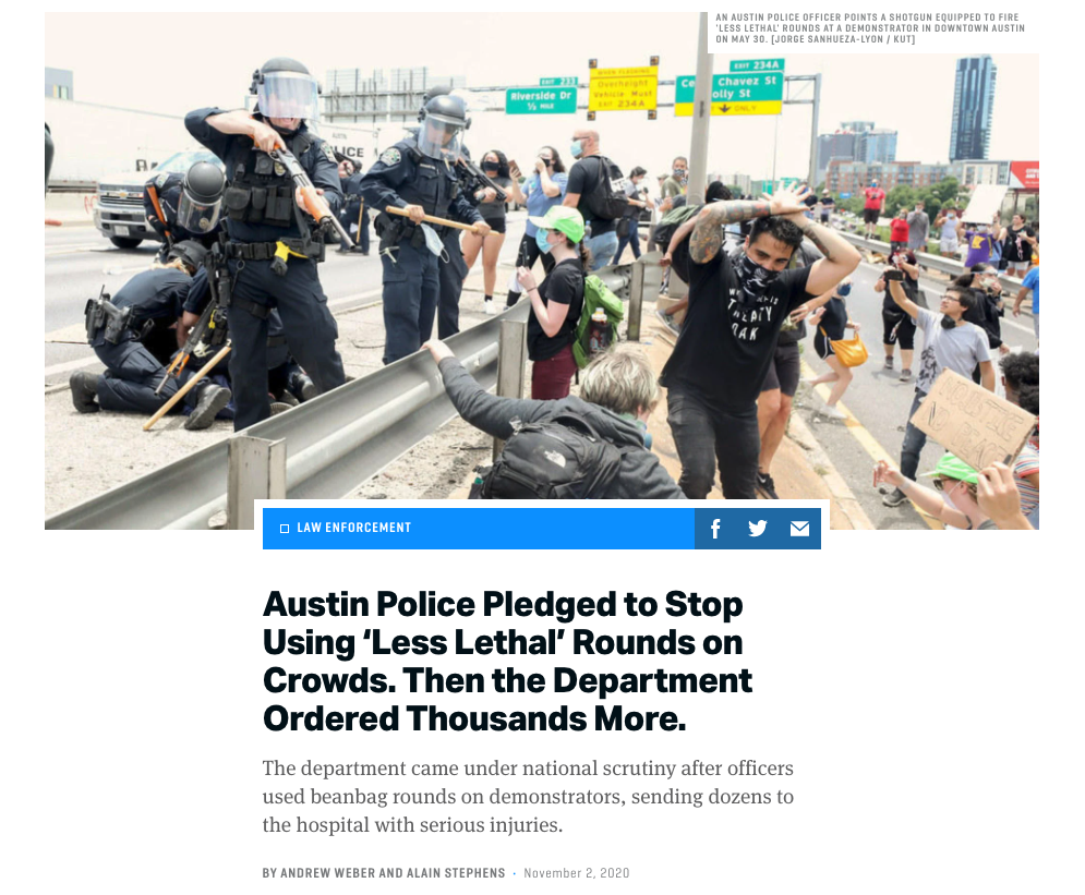 APD Pledged to Stop Using 'Less Lethal' Rounds on Crowds. Then the Department Ordered Thousands More.