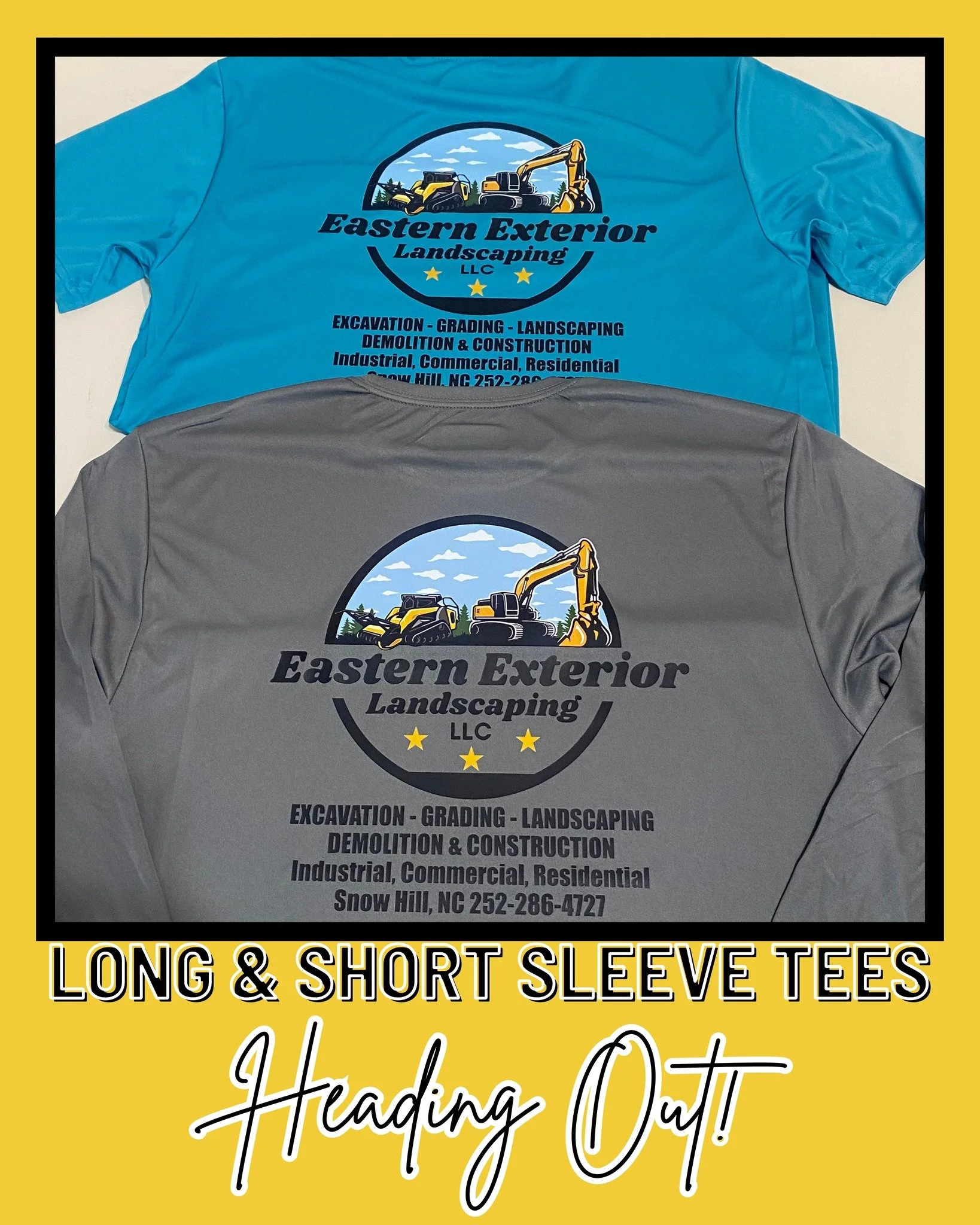 Awesome A4 Brand performance shirts heading out for Eastern Exterior Landscaping .  Thanks Joey Murphrey!