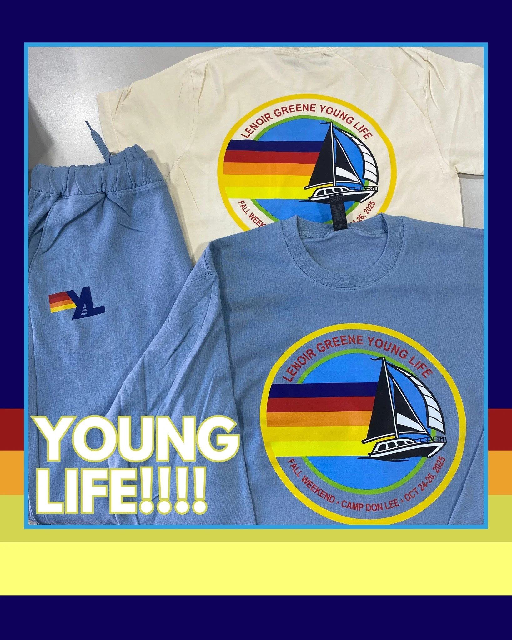 New tees and sweats going out today for Lenoir Greene Young Life, AV Nation inspired designs turned out so great!