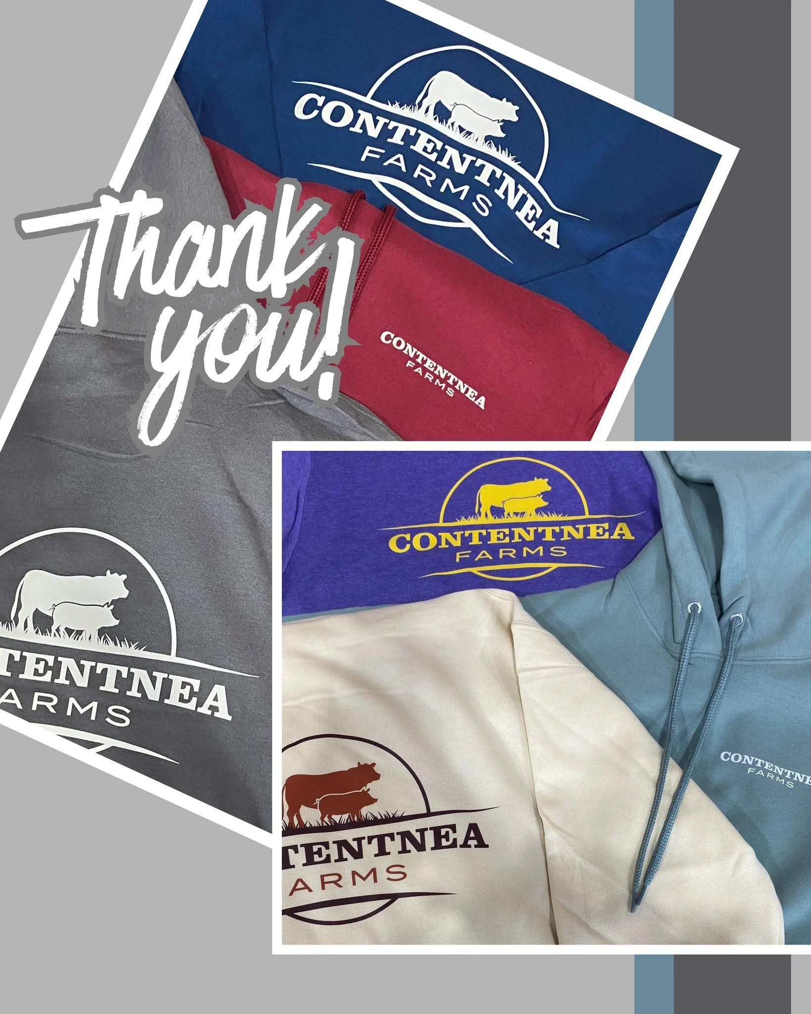 We've been working hard all week on a big order for Contentnea Farms ...hoodies and hats are headed their way soon!  We really appreciate your business!