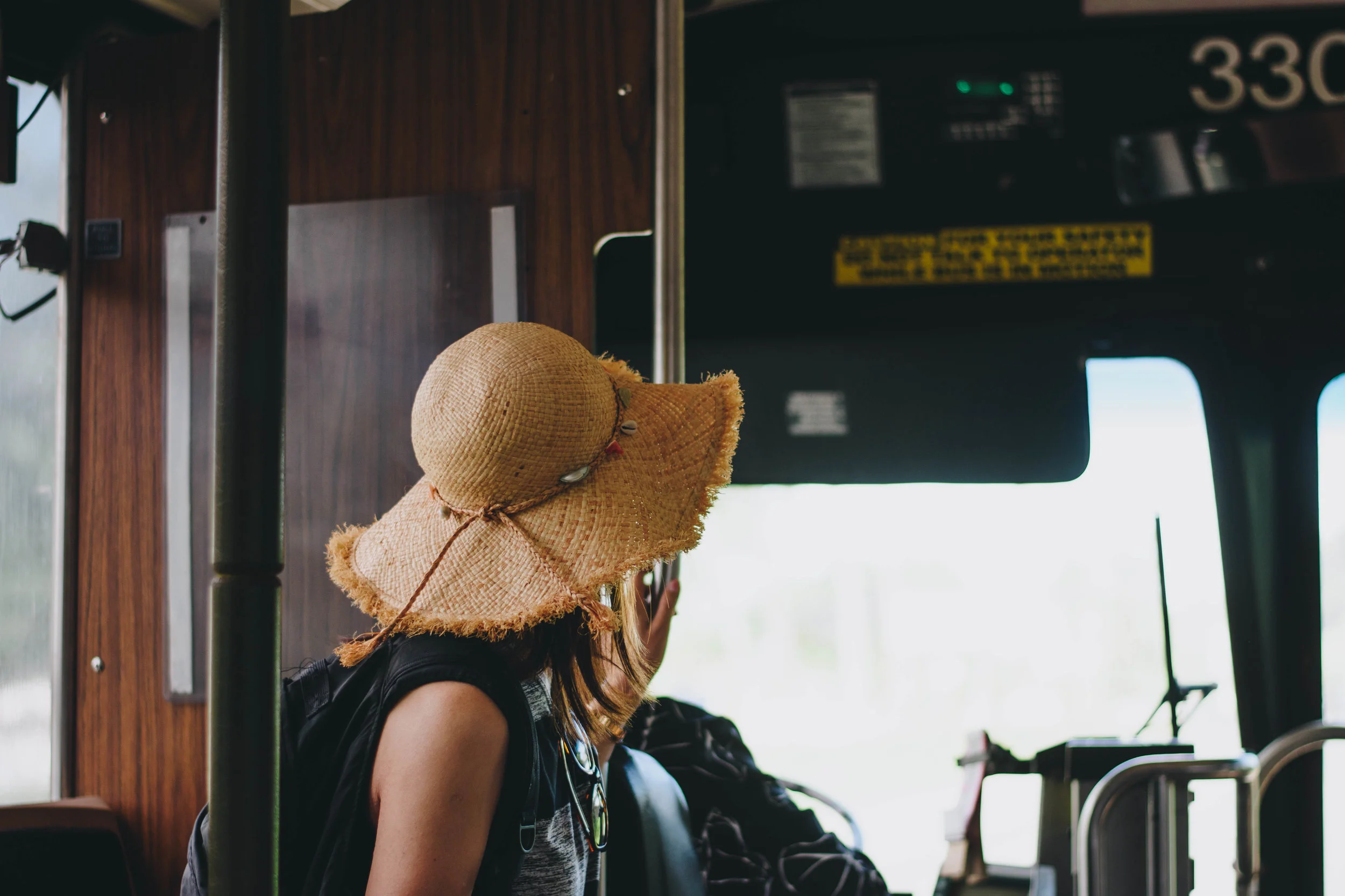 The Straw Hat Lady form Tokyo | A Bus on Oahu, Hawaii | December 13, 2016