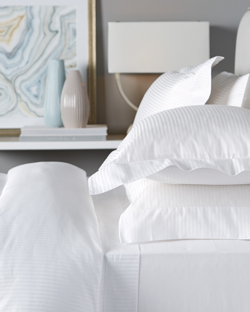 New BELLINO Fine Linens Italy Cotton Hemstitch White 2 Standard Pillowcases 