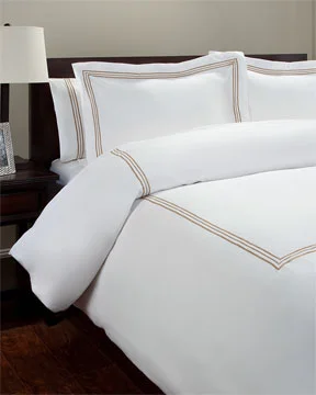 Our Plaza percale duvet sets are made of 200TC soft percale.