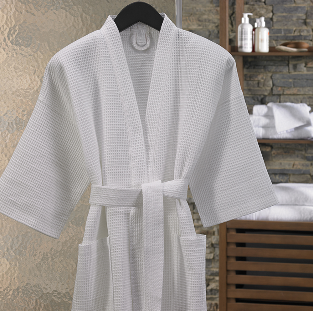 Robe Soft Absorbent Lightweight Long Kimono Waffle Hotel/Spa Cotton Bathrobe