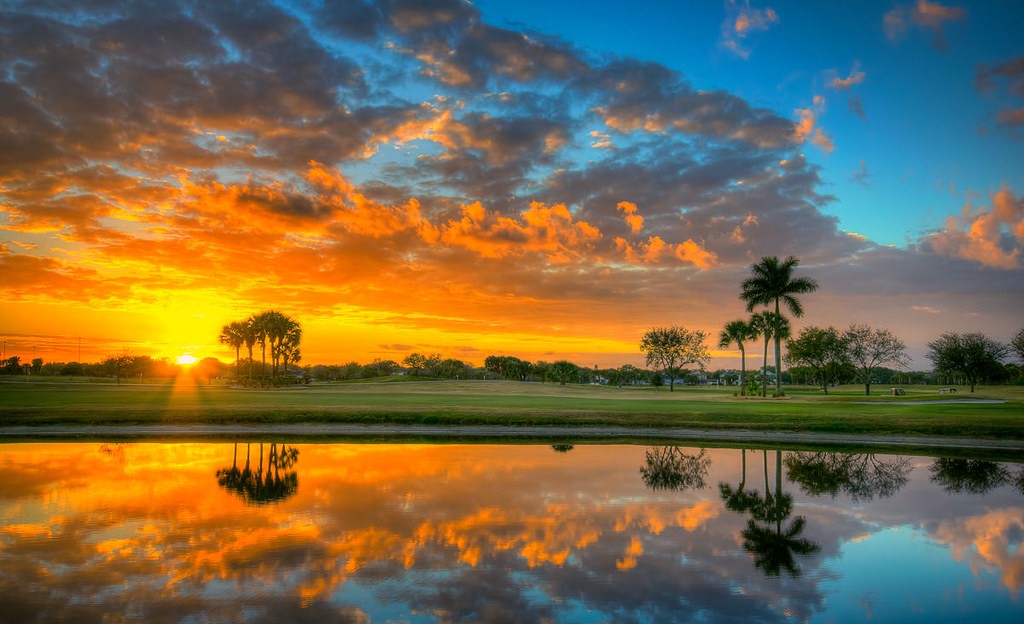 Beautiful Sunset Over Abacoa Golf Course in Jupiter Florida