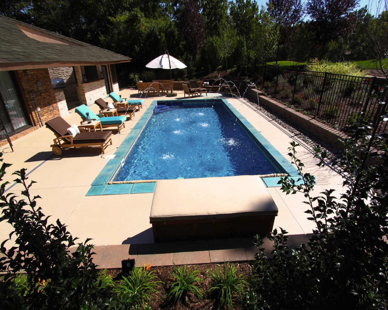 50 | Rectangular Pool. Automatic Cover, Custom Deck Coating Coping