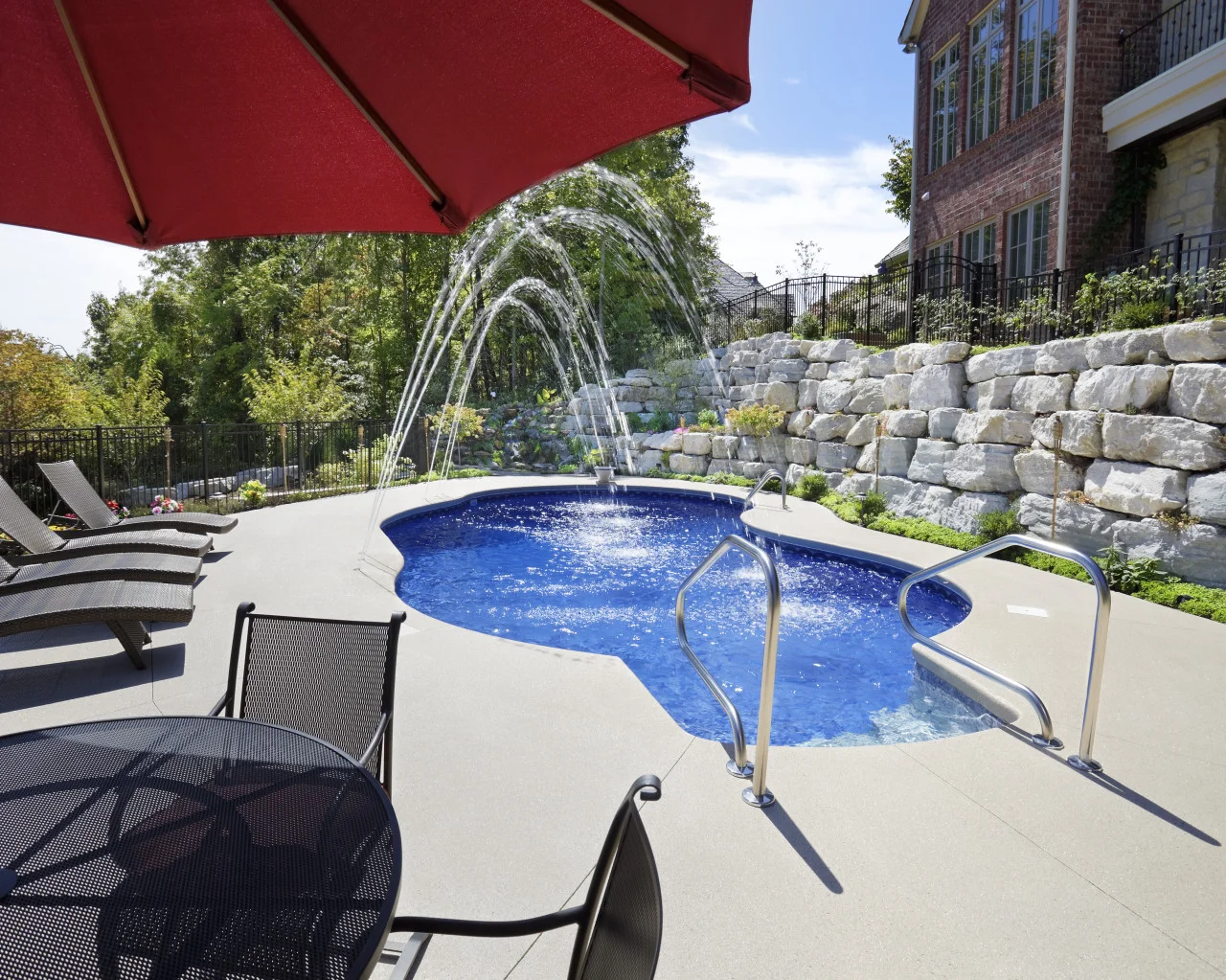 35 | Custom Freeform. Boulder Wall, Deck Jets, Diving Board