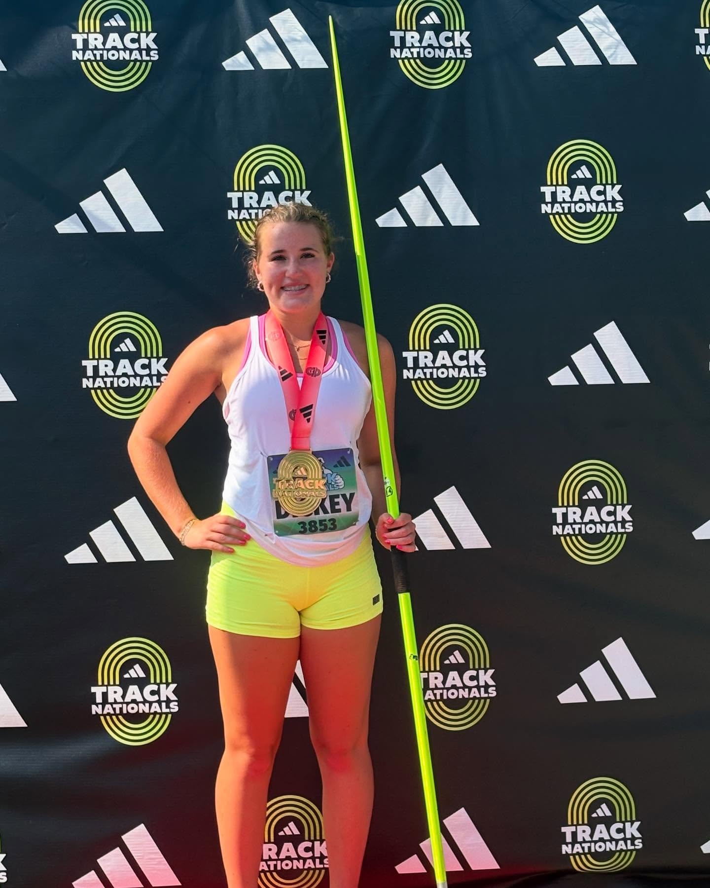 🏅 Congratulations to our very own, Emma Kate, who placed fourth overall in the Championship Division at the Adidas Track Nationals last week with a throw of 126.2 feet in javelin! She also did this with a mid-foot sprain and was named an All America