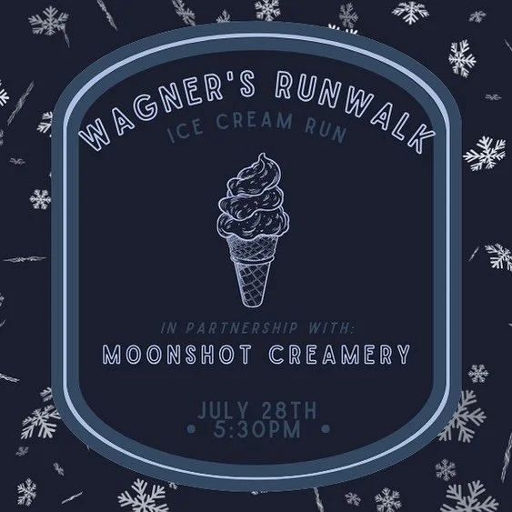 🏃🏼🍦 FREE ice cream, running &amp; Christmas!? 🎄 

🍨 Join us for Christmas in July themed Ice Cream Run with @moonshotcreamery  on Monday, July 28 at 5:30pm for a 3 mile group run that starts at Wagner&rsquo;s and ends at Moonshot for a free scoo
