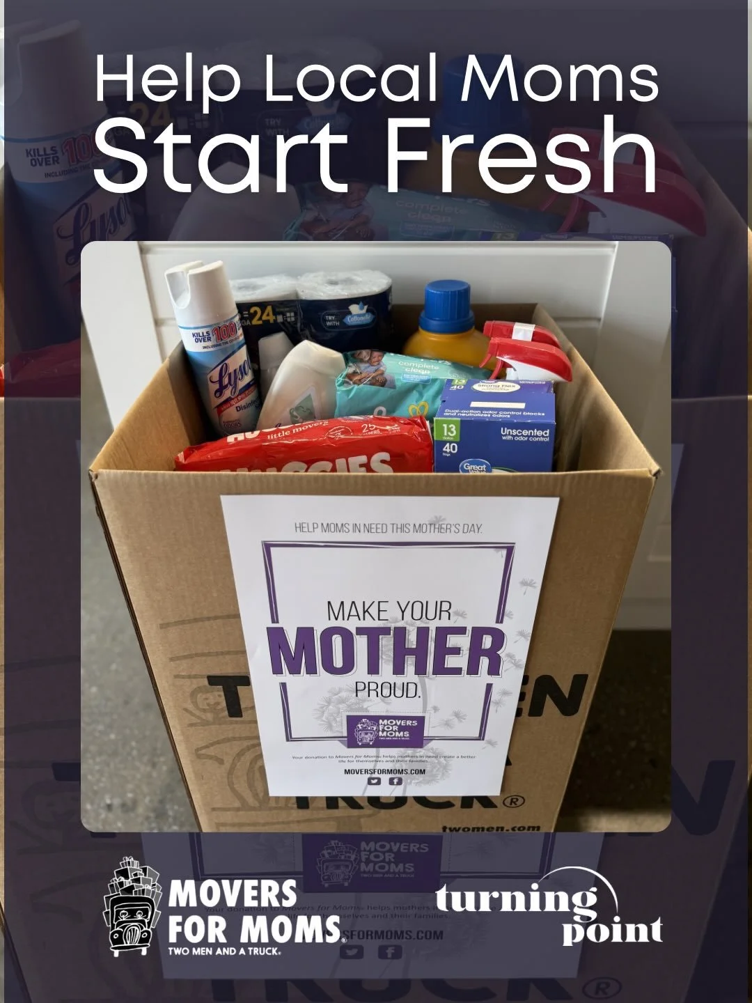 Be part of something bigger 💜

We&rsquo;re collecting donations for Turning Point 💜 through Movers for Moms&mdash;supporting women and families right here in West Alabama.

Turning Point provides a safe place for those experiencing domestic violenc
