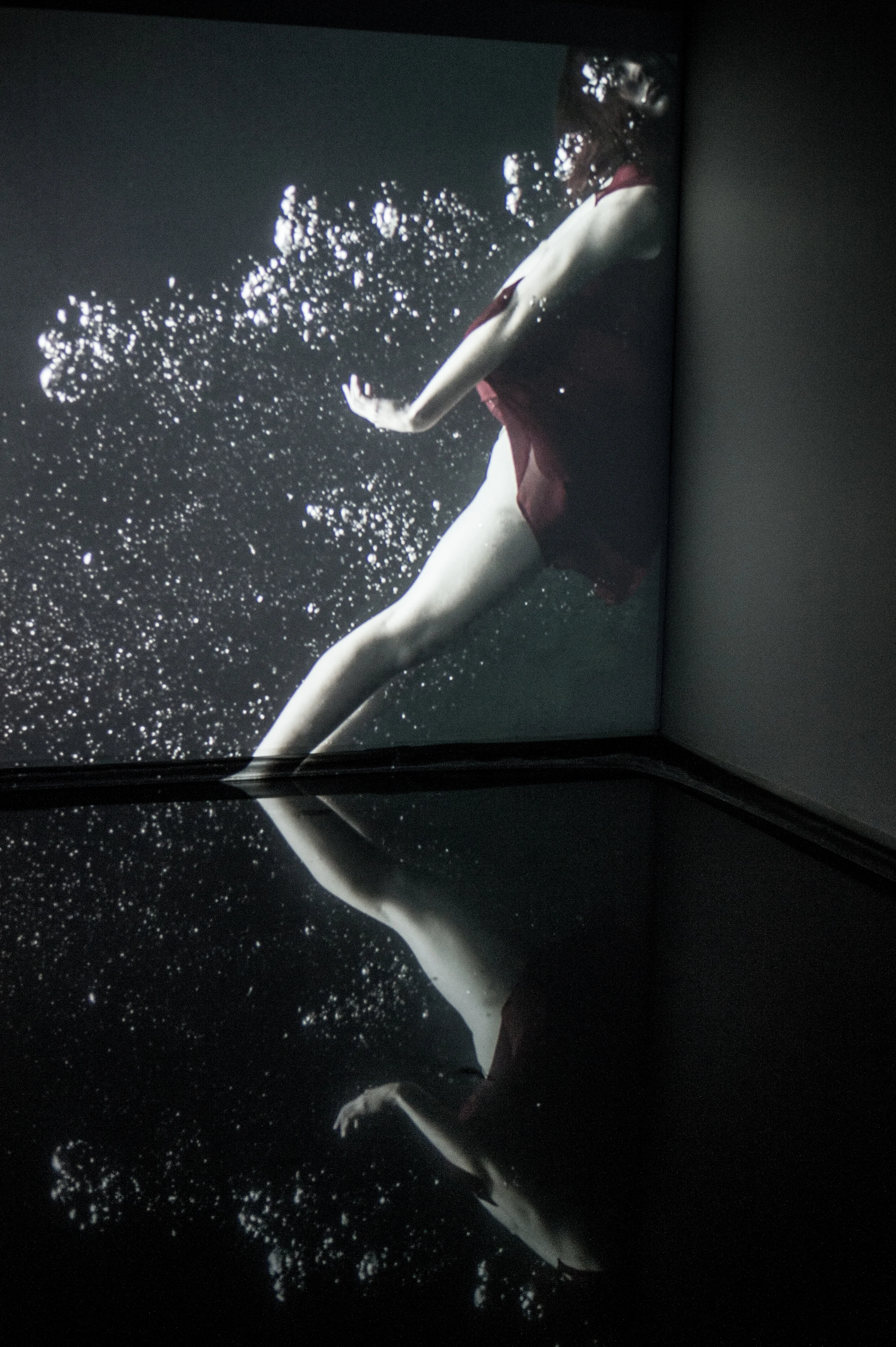 y2o, 2013. Projection vidéo avec bassin d’eau Video projection with water basin 29 min 22 sec. Edition 1/5