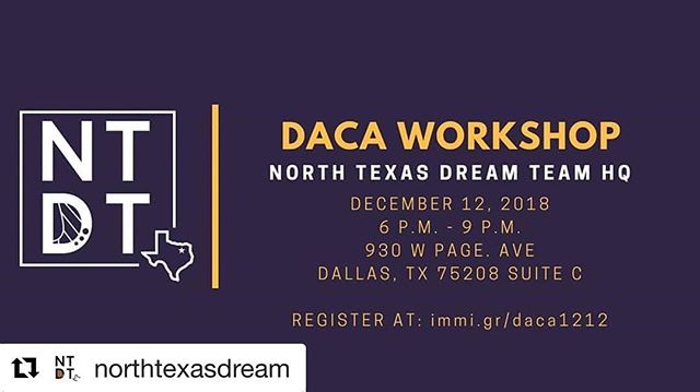 🚨 ATTENTION TEXAS 🚨 
#Repost @northtexasdream ・・・
📢 We&rsquo;re having a DACA Wednesday next week! ➡️ If you need to renew register at immi.gr/daca1212 ➡️ Scholarships are still available at VotoLatino, just email daca@votolatino.org #DACA #CommUN