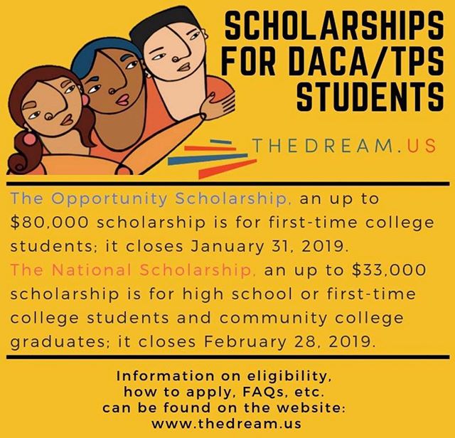 @thedream_us 💰🗣
Opportunity Scholarship  DUE; January 312019 National Scholarship DUE; February 28!! 👩&zwj;🎓👨&zwj;🎓📲