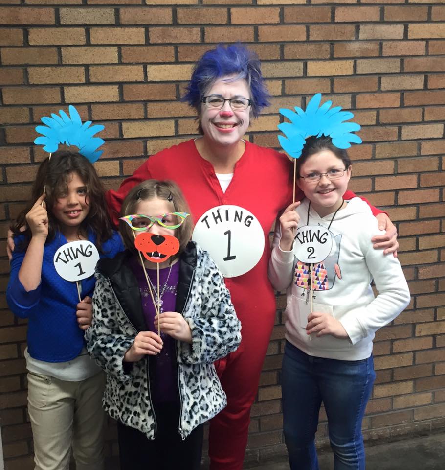 Theresa and her students at Sherwood Heights Elementary