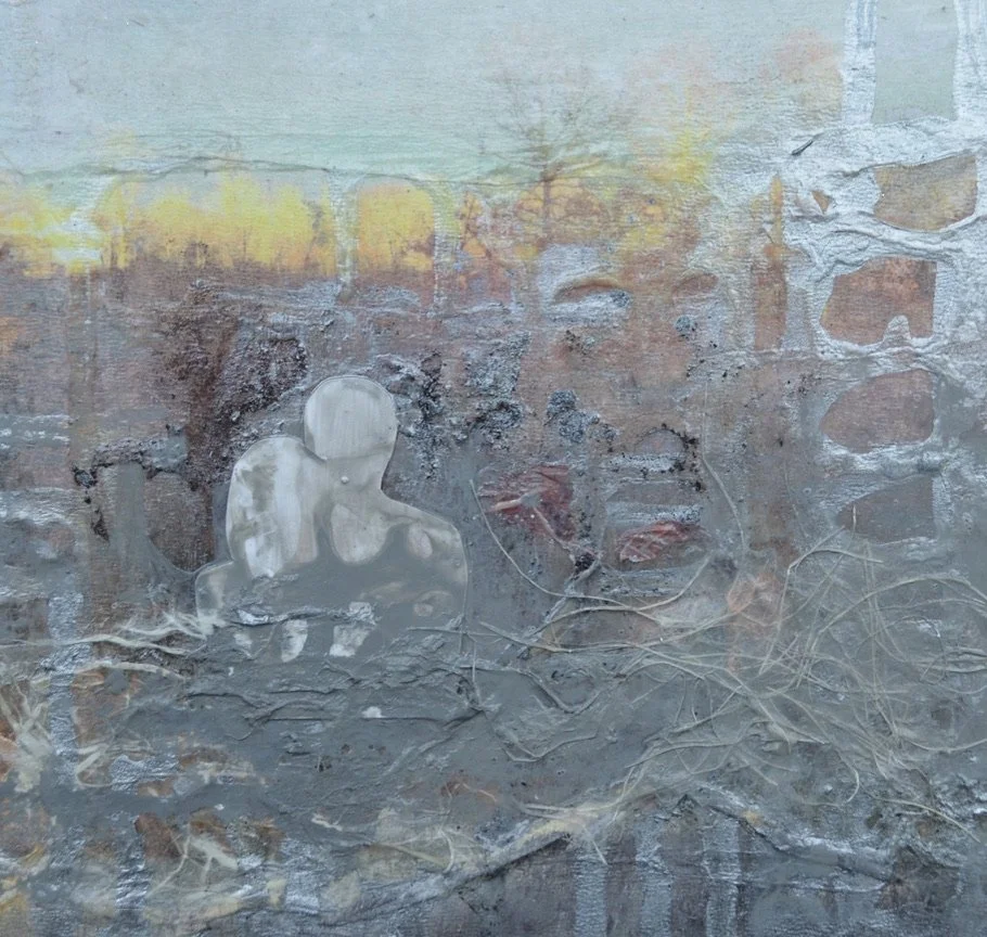 Longing, mixed media on wood, 12 x 12" 2018 (available for exhibition and acquisition)