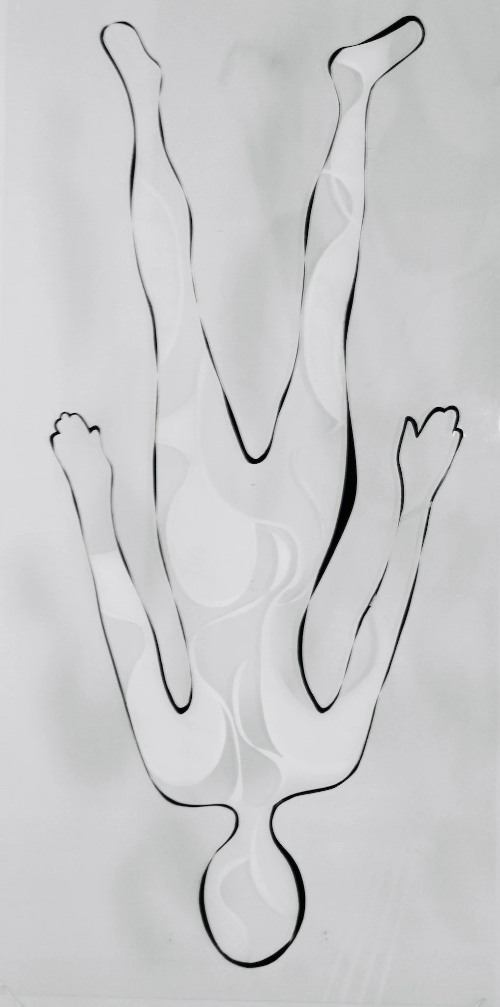 Falling , acrylic on Plexiglass, 72 x 36"