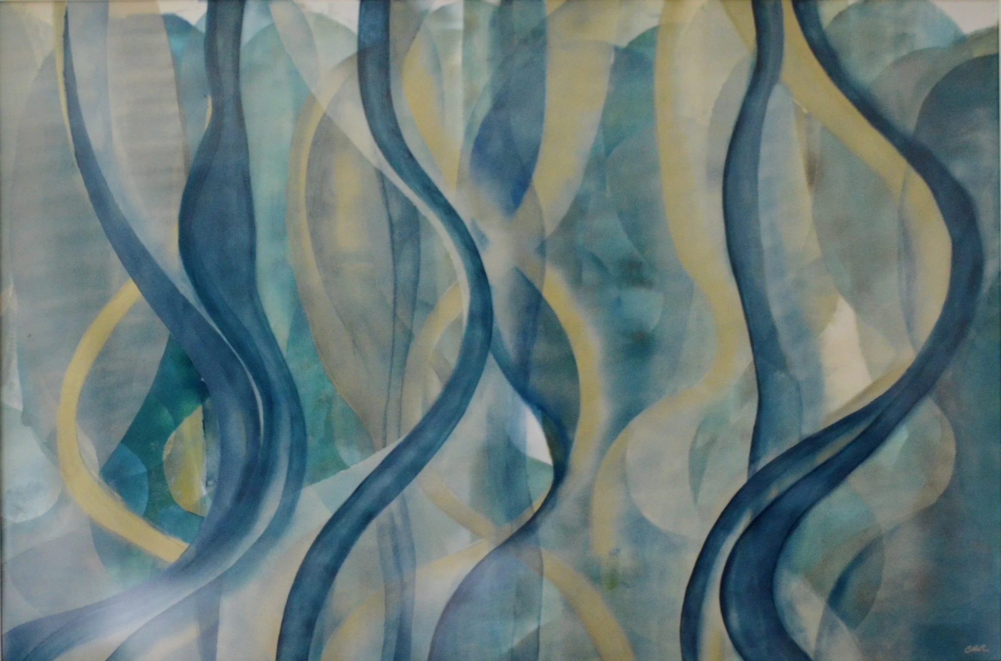 Floating on Air, acrylic on Grafix Dura-Lar clear acetate sheets, framed, 40 x 60" (available for acquisition and exhibition)