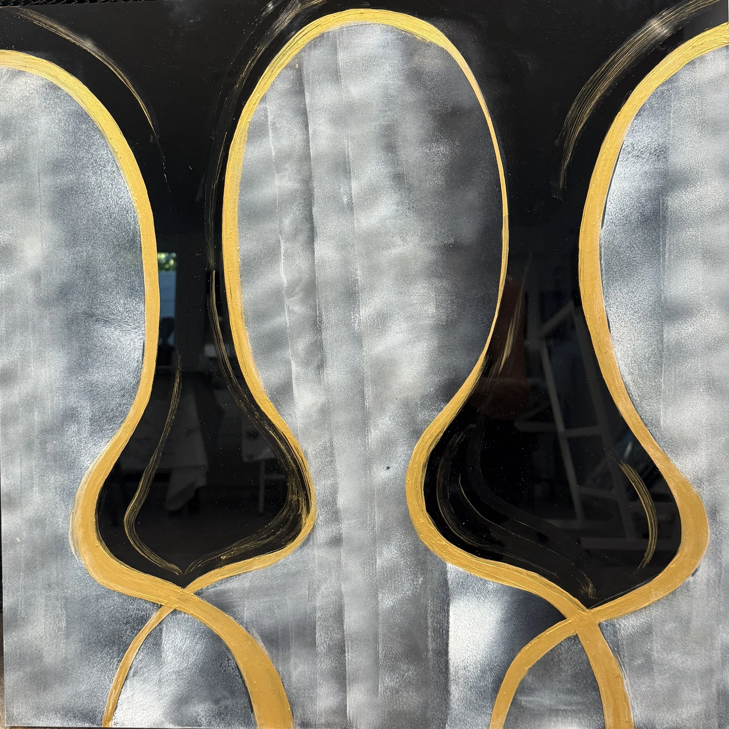 Halo in Gold, acrylic paint on plexiglass panels, 24 x 24"