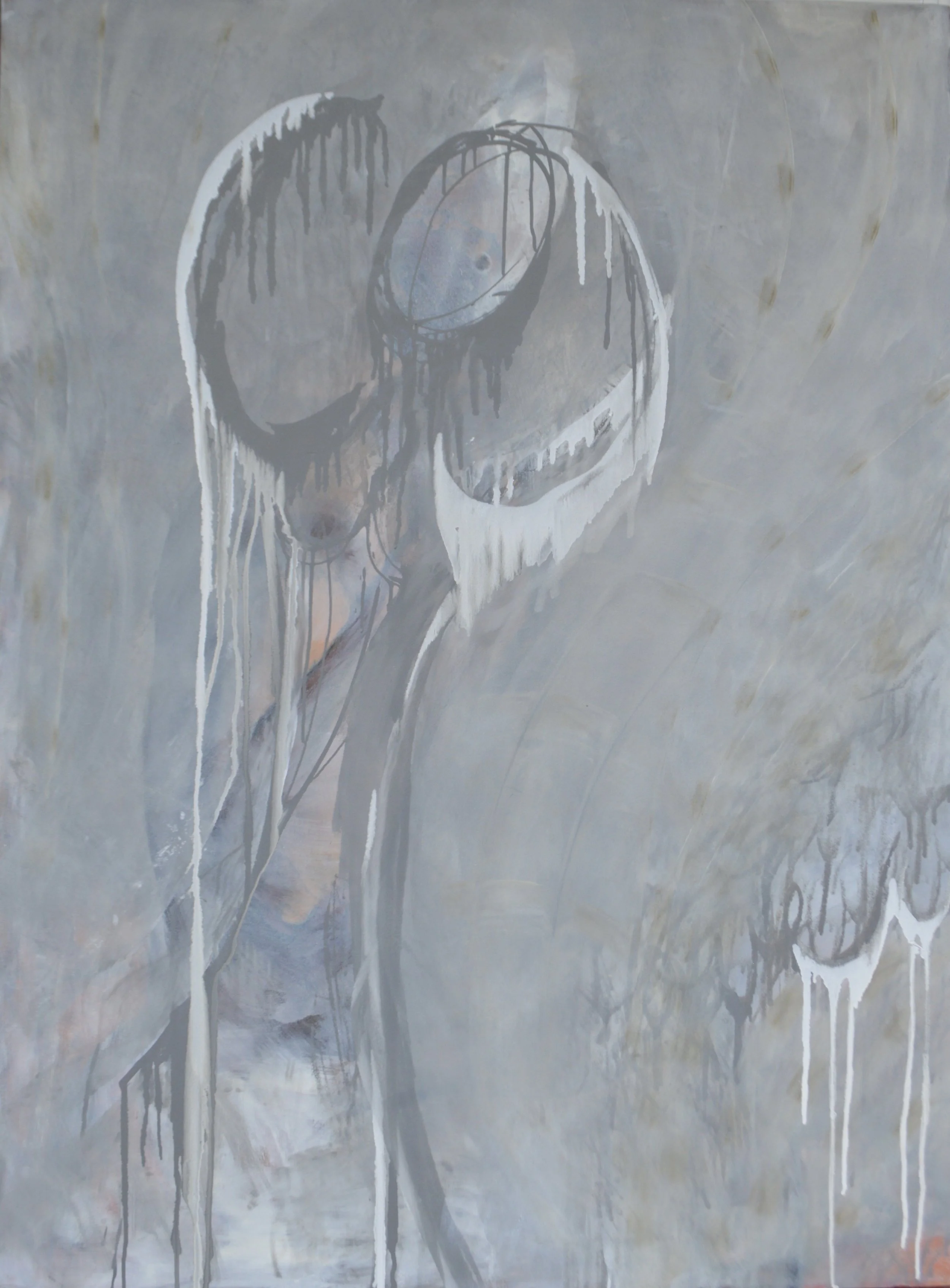 Within & Without Mind and Body, acrylic over Judith Roth's whitewashed canvas, 36 x 48, 2019 (available for exhibition and acquisition)
