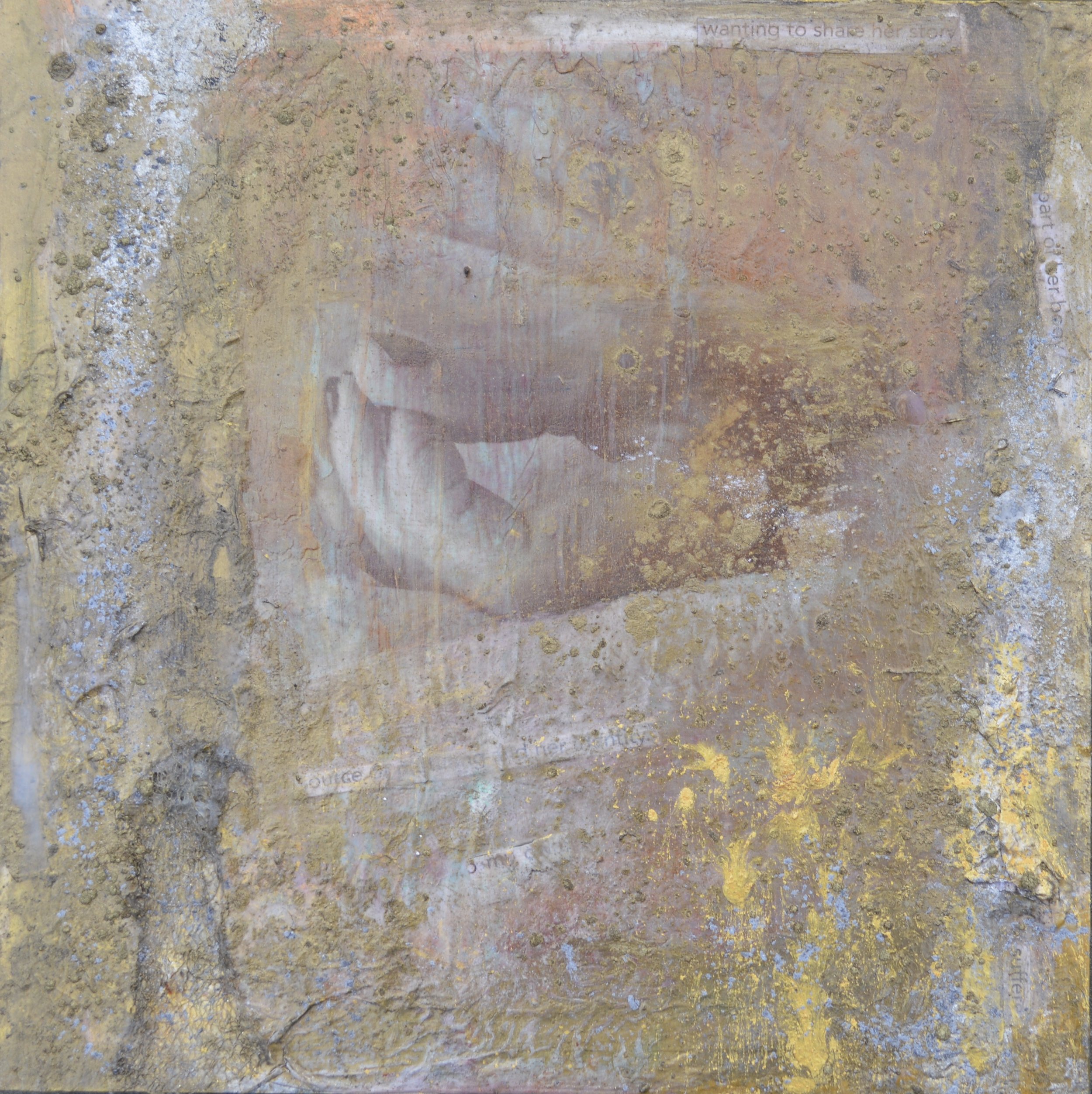 Holding onto Touch from Holding on and Letting Go Series, mixed media on wood, 12 x 12" 2018 (available for exhibition and acquisition)