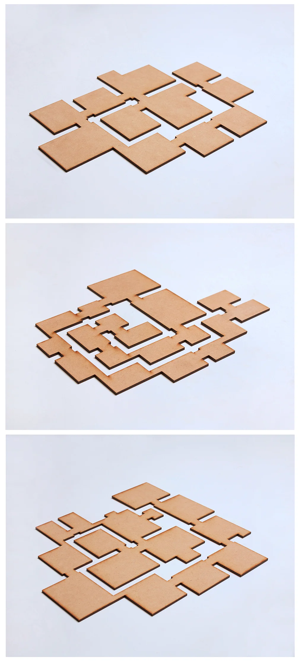 Laser-cut MDF stencils: Residential Labyrinths