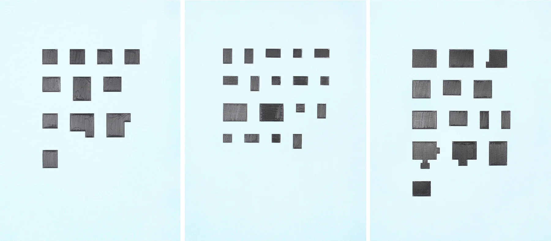 Key to Interiors: Kitchens, Bathrooms, Bedrooms (left to right)
