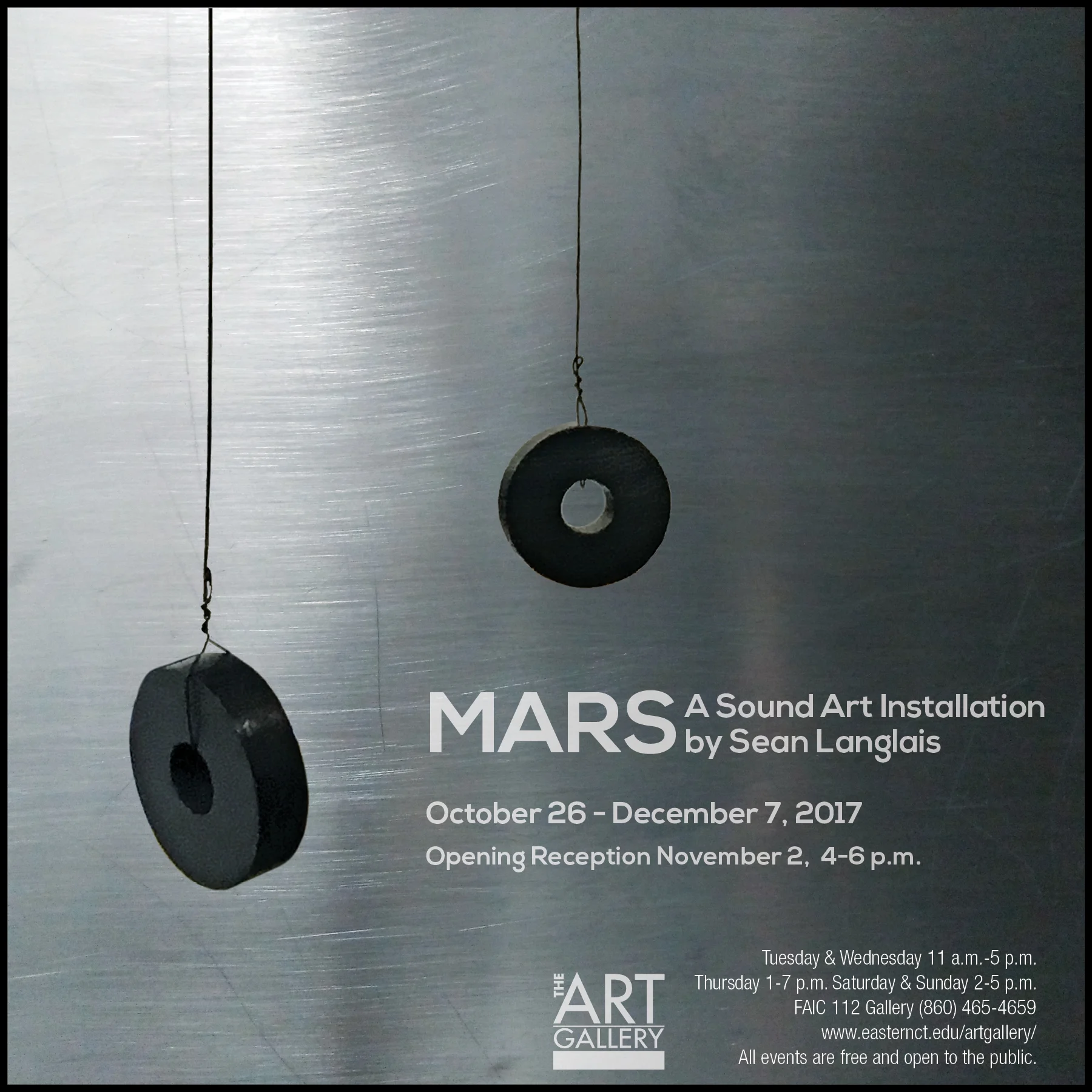 Written by Casey Collins While no “little green Martians” in flying saucers will be on display, guests are still in for a surprise when Eastern Connecticut State University hosts contemporary artist Sean Langlais’ exhibition, “Mars: A Sound Art Installation.” Showing from Oct. 26 to Dec.7 in the Art Gallery of the Fine Arts Instructional Center (FAIC), “Mars” will be the first exhibition of its kind on Eastern’s campus. An opening reception will occur Nov. 2 from 4-6 p.m.