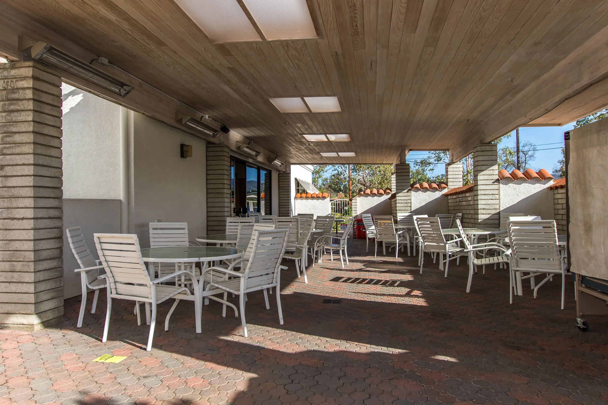 Tha patio adjoining the banquet hall.