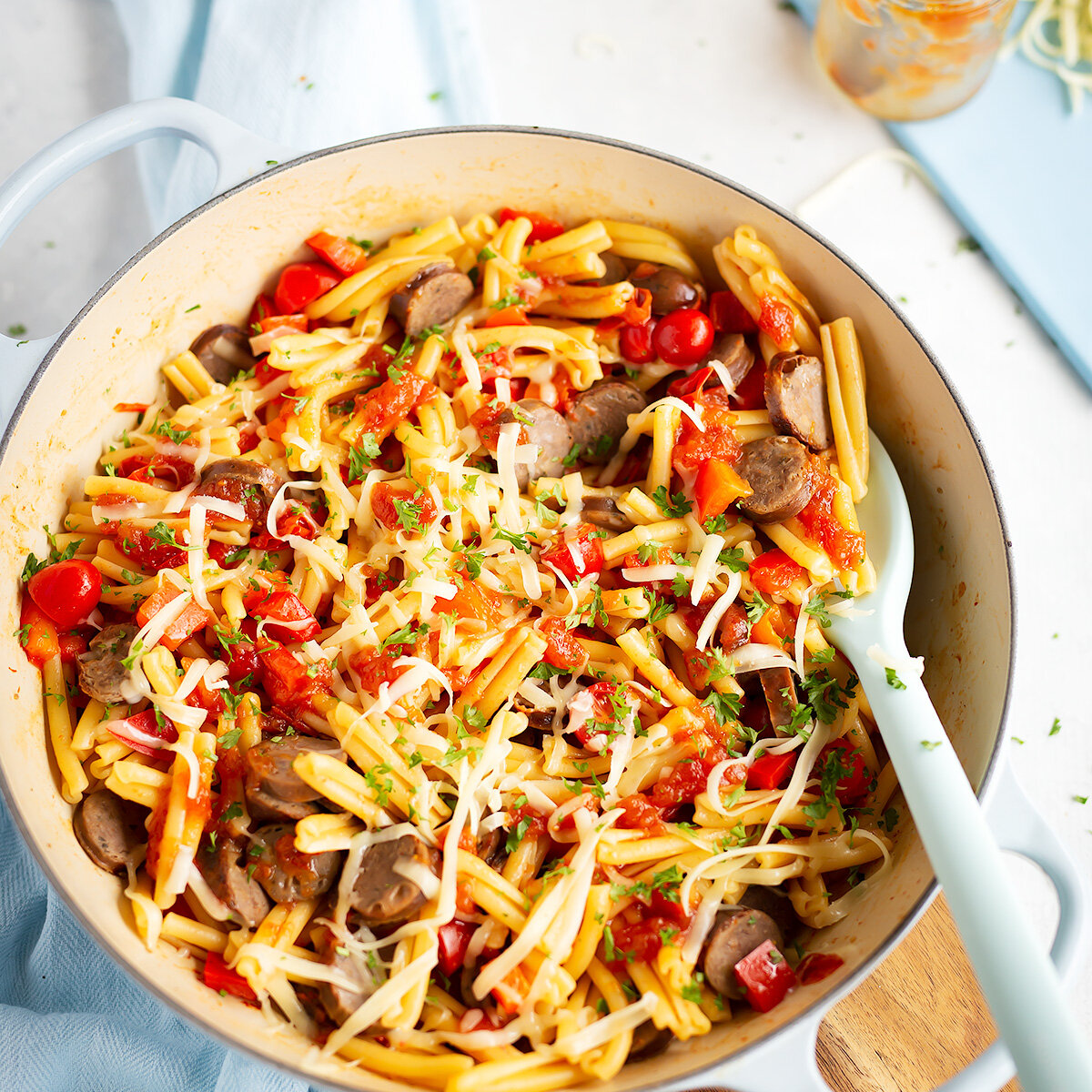 Leftover Sausage Pasta with Tomato Relish | Crunch Preserves, South West Australia