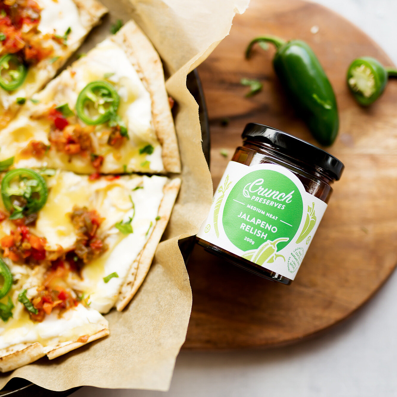 Chicken &amp; Jalapeno Relish Pizza with White Sauce | Crunch Preserves, Margaret River Region