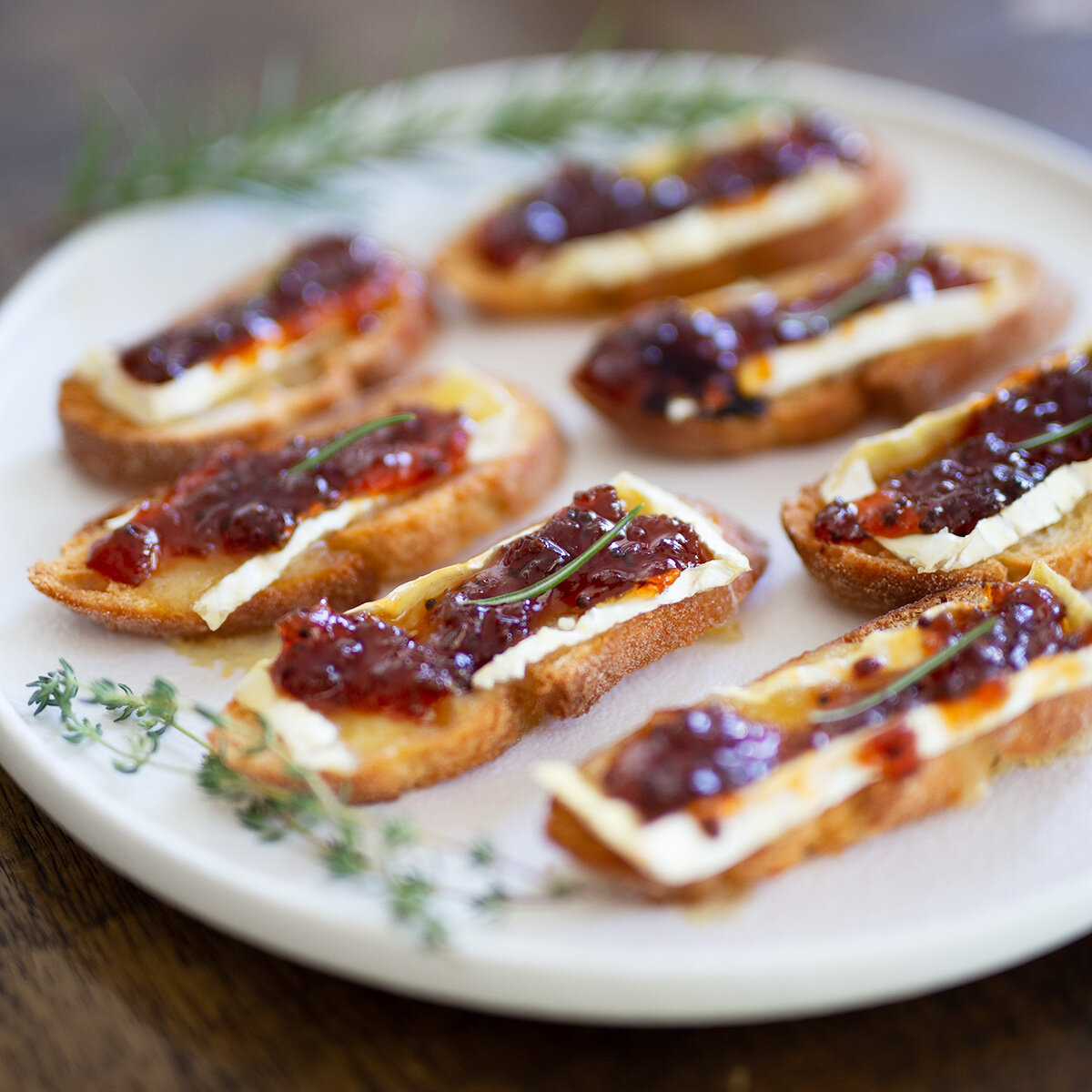 Baguettes with Brie &amp; Caramelised Onion Jam | Crunch Preserves | Dunsborough Food
