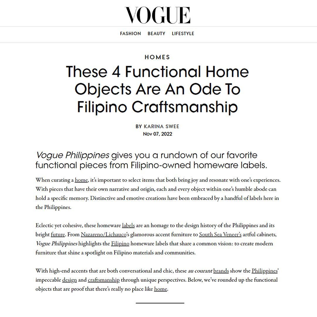 Sharing this article from Vogue ph, featuring : Southsea veneer , SC Vizcarra, JB+ and Stonesets. &hearts;️

#vogue #vogueph #voguephilippines #stonesetsinternational #cebufurniture #philippines #homedecor #design #designfeed #furnituredesign #produc