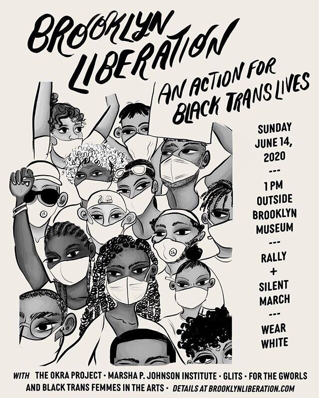 TOMORROW.
Repost from @brohammed
&bull;
this sunday for Black trans lives. calling all my queers and their queers and their queers. rally + silent march, 1pm outside brooklyn museum. follow + uplift these incredible partners for leadership, guidance,