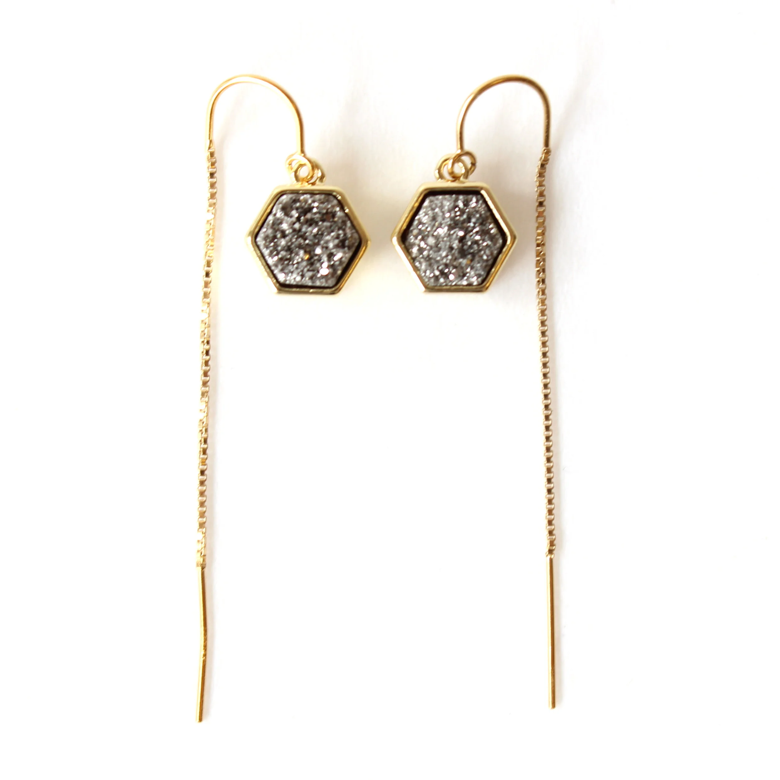 druzy gemstone gold artisan made penh lenh earrings