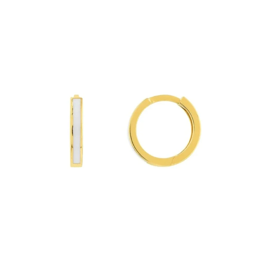 14k Olivia Mini Hoops - White